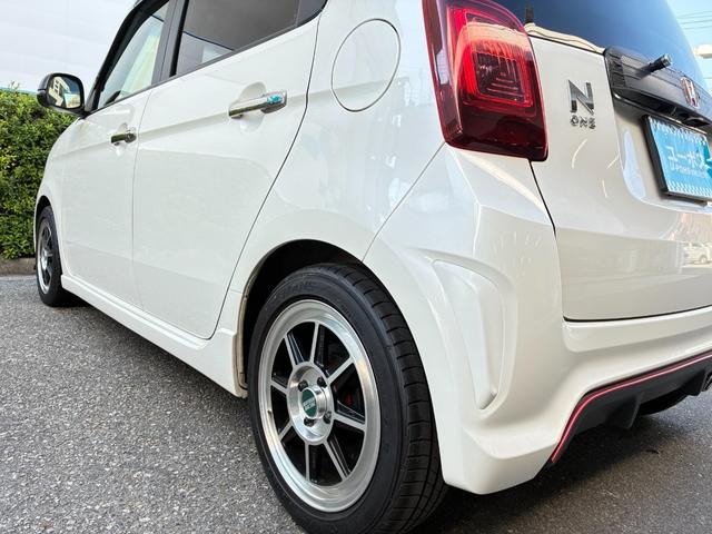 N-ONE モデューロX ユーザー買取・禁煙・社外ナビ・フルセグテレビ・クルーズコントロール・ブーストメーター・外Fスポイラー・外足回り・パドルシフト・コンビシート・ETC・外15インチアルミホイール・内外装クリーニング済み(50枚目)