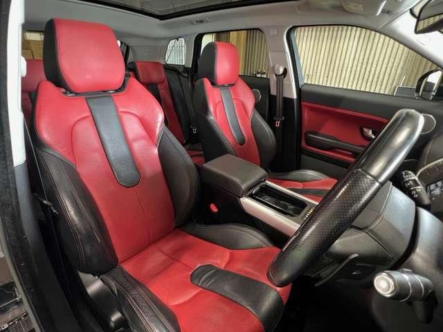 レンジローバーイヴォーク ダイナミック　４ＷＤ　ガラスコーティング施工済み　ローダウン　ＭＥＲＩＤＩＡＮサウンド　ガラスルーフ　赤／黒レザーシート　シートヒーター　シートメモリー　Ｂｌｕｅｔｏｏｔｈ（12枚目）