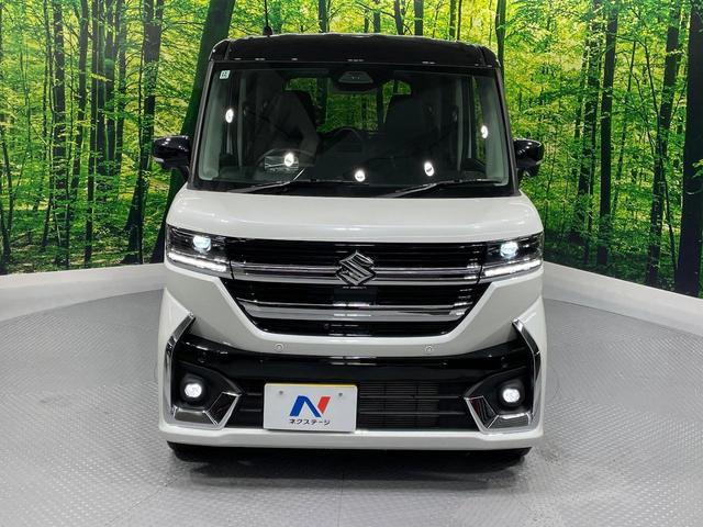 スペーシアカスタム ハイブリッドＸＳターボ　ターボ　メーカー９型ナビ　禁煙車　セーフティサポート　全方位モニター　両側パワースライドドア　レーダークルーズコントロール　前席シートヒーター　ハンドルヒーター　ＬＥＤヘッドライト　純正１５インチＡＷ（14枚目）