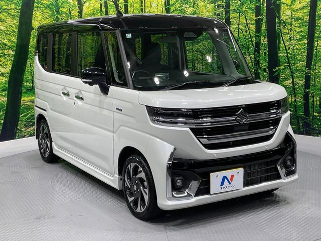 スペーシアカスタム ハイブリッドＸＳターボ　ターボ　メーカー９型ナビ　禁煙車　セーフティサポート　全方位モニター　両側パワースライドドア　レーダークルーズコントロール　前席シートヒーター　ハンドルヒーター　ＬＥＤヘッドライト　純正１５インチＡＷ（16枚目）