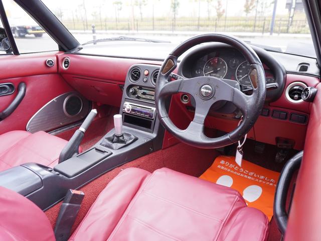 ユーノスロードスター Rリミテッド BLITZ車高調 ガラス幌 社外マフラー タワーバー 14AW(25枚目)