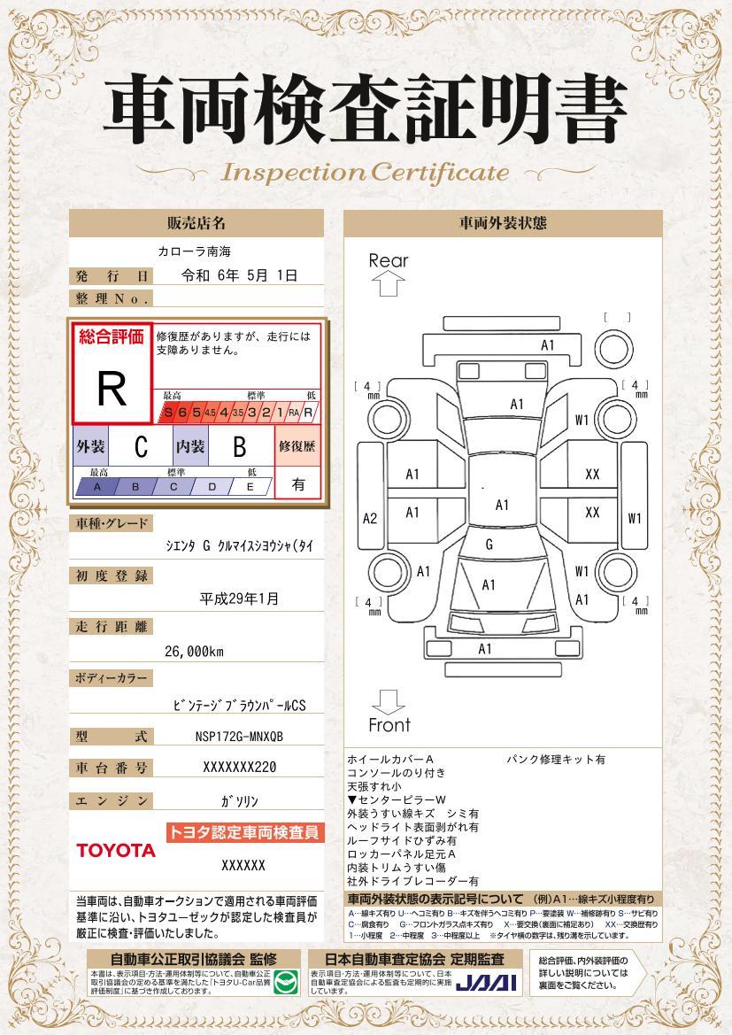 車両状態評価書