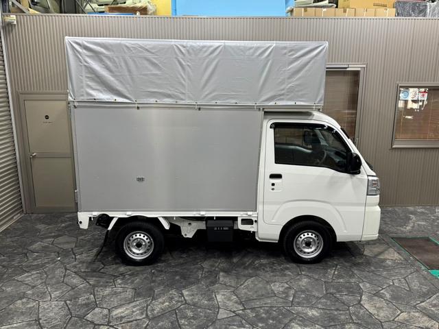 ハイゼットトラック スタンダード CVT・スマアシ・スマートキー・プッシュスタート・パワーウィンドウ・電動格納ミラー・ドラレコ・アルミパネル宅配仕様・幌付き・鍵付きハンドル・観音扉・カマチ脱着可能・アイドリングストップ・幌高2500(11枚目)