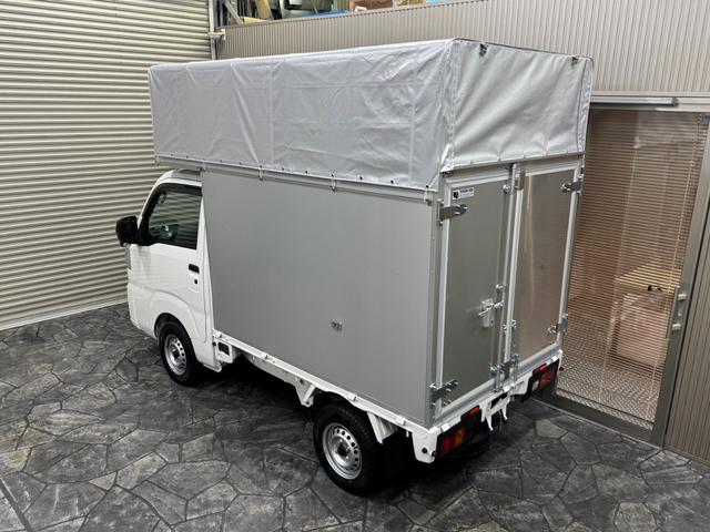 ハイゼットトラック スタンダード CVT・スマアシ・スマートキー・プッシュスタート・パワーウィンドウ・電動格納ミラー・ドラレコ・アルミパネル宅配仕様・幌付き・鍵付きハンドル・観音扉・カマチ脱着可能・アイドリングストップ・幌高2500(17枚目)