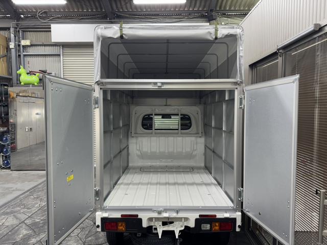 ハイゼットトラック スタンダード 5MT・スマアシ・エアコン・パワステ・フルセグ・ナビ・ETC・アルミパネル宅配仕様・幌付き・鍵付きハンドル・観音扉・カマチ脱着可能・幌高2500・LEDヘッドライト(20枚目)