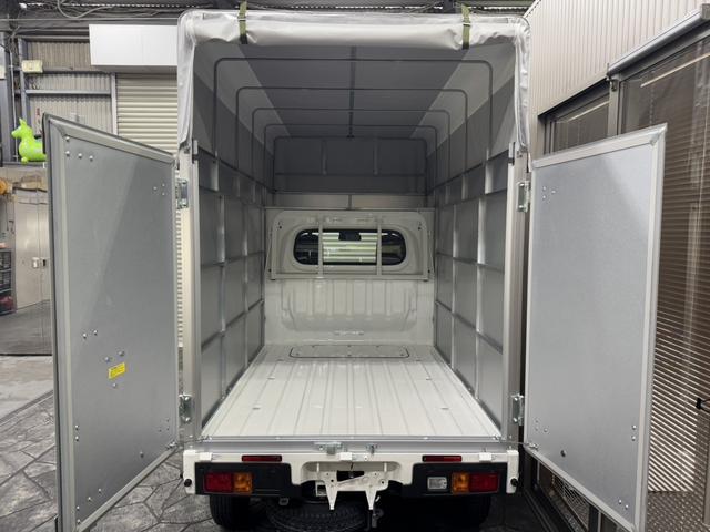 ハイゼットトラック スタンダード 5MT・スマアシ・エアコン・パワステ・フルセグ・ナビ・ETC・アルミパネル宅配仕様・幌付き・鍵付きハンドル・観音扉・カマチ脱着可能・幌高2500・LEDヘッドライト(21枚目)