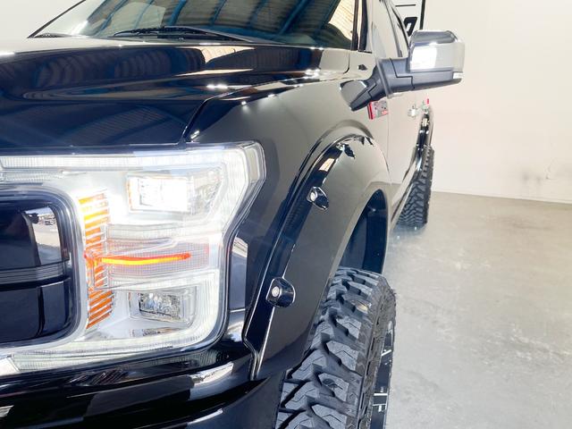 Ｆ－１５０ 　ＰＬＡＴＩＮＵＭ　黒革　サンルーフ　ＲＯＵＧＨＣＯＵＮＴＲＹリフトアップ　オーバーフェンダー　ＦＵＥＬ２２ｉｎｃｈ　ジオランダータイヤ　ＦＬＯＷＭＡＳＴＥＲ左右出しマフラー　ＬＥＤヘッドライト（12枚目）