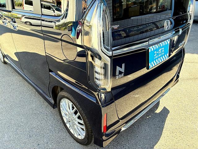 N-BOXカスタム Lターボ 社外SDナビ・バックカメラ・両面パワースライドドア・スマートキー・シートヒーター・衝突軽減システム・レーダークルーズ・レーンキーピング・コンビシート・フルセグTV・純正15インチアルミホイール・(43枚目)