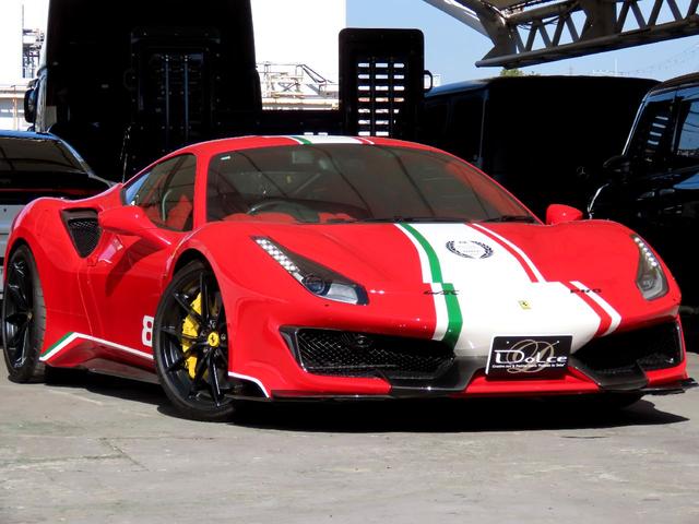 ４８８ピスタ ベースグレード　ユーザー買取車　右ハンドル　ディーラー車　ピロティステッカー　リフトアップ　ロールバー　鍛造アルミ　カーボンパーツ　スペーサー（2枚目）
