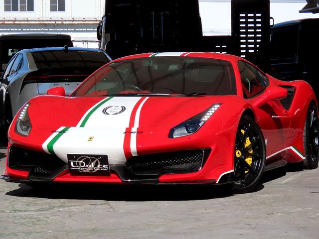 ４８８ピスタ ベースグレード　ユーザー買取車　右ハンドル　ディーラー車　ピロティステッカー　リフトアップ　ロールバー　鍛造アルミ　カーボンパーツ　スペーサー（3枚目）