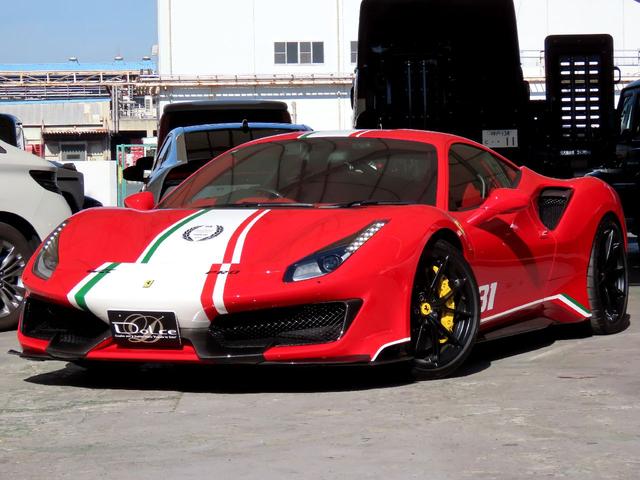 ４８８ピスタ ベースグレード　ユーザー買取車　右ハンドル　ディーラー車　ピロティステッカー　リフトアップ　ロールバー　鍛造アルミ　カーボンパーツ　スペーサー（10枚目）