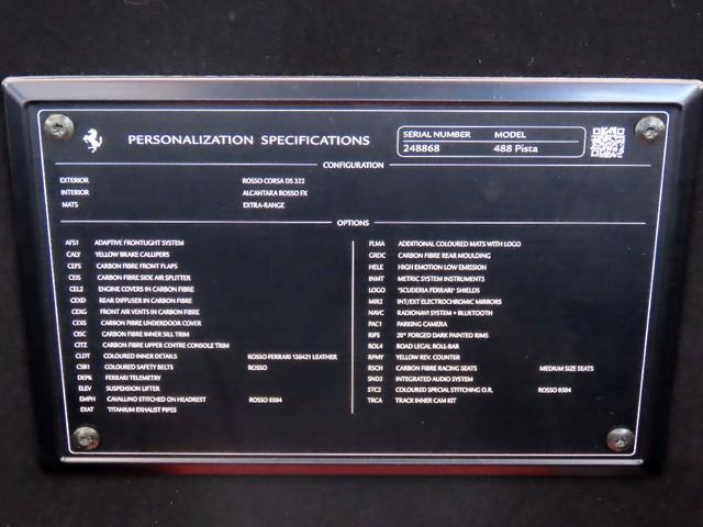 ４８８ピスタ ベースグレード　ユーザー買取車　右ハンドル　ディーラー車　ピロティステッカー　リフトアップ　ロールバー　鍛造アルミ　カーボンパーツ　スペーサー（74枚目）