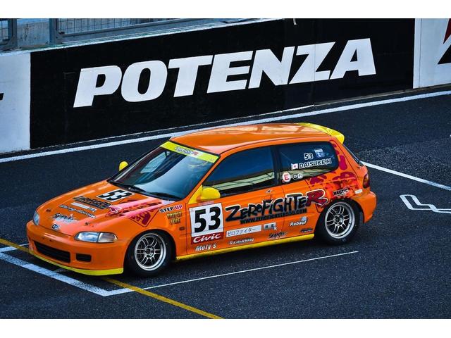 シビック ＳｉＲ　鈴鹿クラブマンレース★もてぎチャンピオンカップレース元５３号車★２０２１年鈴鹿クラブマンシリーズチャンピオン★ＪＡＦ戦Ｎ１規定★ボディフルスポット溶接★無限貫通改ロールバー★ゼロファイターＮ１車高調（4枚目）