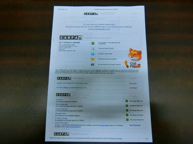 FJクルーザー トレイルチームスペシャルエディション 2011年モデル 新車並行 実走行 CARFAX有(31枚目)