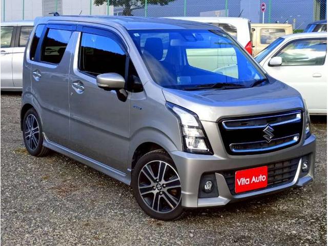 ワゴンＲスティングレー ハイブリッドＴ　メモリーナビ　フルセグＴＶ　全方位カメラ　スマートキー　ＬＥＤヘッドライト　衝突軽減ブレーキ　前ドラレコ　シートヒーター　Ｂｌｕｅｔｏｏｔｈ　クルコン　純正１５インチアルミ　ＥＴＣ（2枚目）