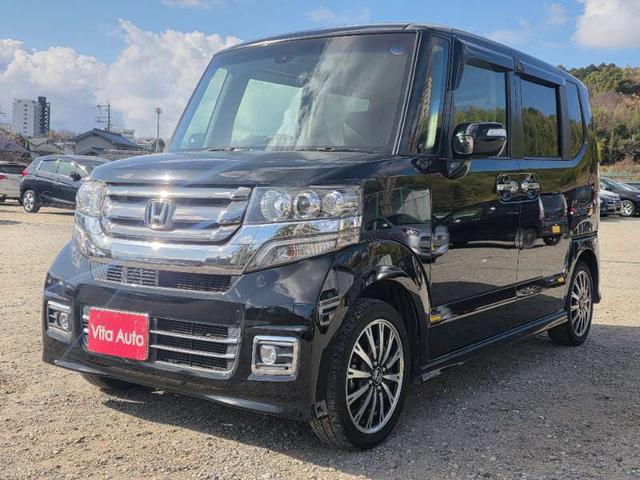 N-BOXカスタム G ターボSSパッケージ メモリーナビ フルセグTV リアカメラ フリップダウンモニター スマートキー HIDヘッドライト 衝突軽減ブレーキ 両側パワスラ Bluetooth 純正15インチアルミ ETC(5枚目)