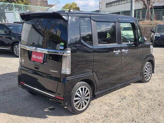 N-BOXカスタム G ターボSSパッケージ メモリーナビ フルセグTV リアカメラ フリップダウンモニター スマートキー HIDヘッドライト 衝突軽減ブレーキ 両側パワスラ Bluetooth 純正15インチアルミ ETC(12枚目)