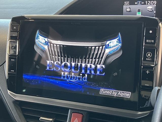 エスクァイア ハイブリッドＧｉ　禁煙車　ＡＣ１００Ｖ　アルパイン１１インチナビ　アルパインフリップダウントヨタセーフティセンス　クルーズコントロール　オートハイビーム　クリアランソナー　両側パワースライド　黒革シート　シートヒーター（3枚目）