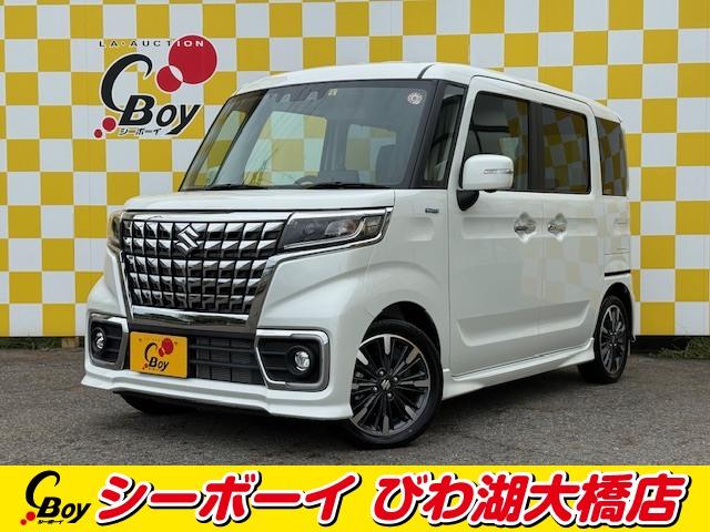 スペーシアカスタム ハイブリッドＸＳターボ　ワンオーナー　全方位カメラ　純正９インチナビ　両側パワスラ　フルセグ　シートヒーター　ハーフレザーシート　スズキセーフティサポート　ＨＵＤ（2枚目）
