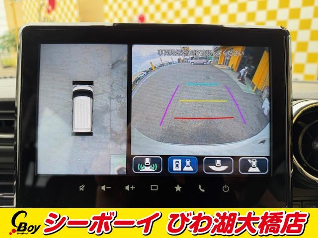 スペーシアカスタム ハイブリッドＸＳターボ　ワンオーナー　全方位カメラ　純正９インチナビ　両側パワスラ　フルセグ　シートヒーター　ハーフレザーシート　スズキセーフティサポート　ＨＵＤ（6枚目）