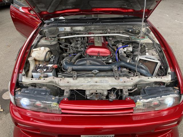 　ＳＲ２０ＤＥＴ換装　５速マニュアル　ターボ　ＥＴＣ　サンルーフ　ワーク１５インチアルミホイール　社外ステアリング　前後オーバーフェンダ社外社外マフラー　フルエアロ　リアスポイラー　ルーフスポイラー(73枚目)