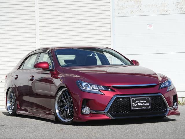 マークX 250G 全国保証 後期 純正レッドメタリック 前後G´s仕様 新品車高調 3眼シーケンシャルウィンカーヘッドライト 新品19アルミ 走行4万km ナビ 地デジ スマートキー 4本出しマフラーカッター(2枚目)