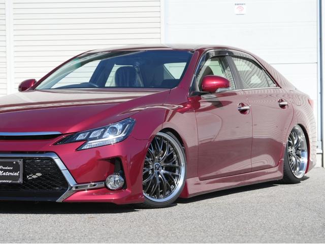 マークX 250G 全国保証 後期 純正レッドメタリック 前後G´s仕様 新品車高調 3眼シーケンシャルウィンカーヘッドライト 新品19アルミ 走行4万km ナビ 地デジ スマートキー 4本出しマフラーカッター(27枚目)