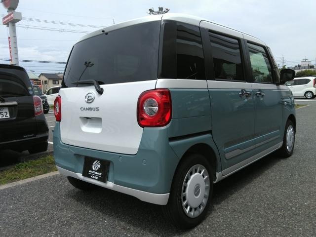 ムーヴキャンバス ストライプスＧターボ　両側電動スライド　キーレス　エアバッグ　オートマ　フル装備　衝突被害軽減システム　バックカメラ　スマートキー　オートクルーズコントロール　シートヒーター（3枚目）