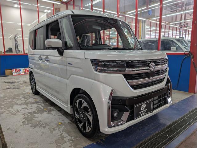 スペーシアカスタム ハイブリッドＸＳターボ　届出済未使用車　スズキセーフティサポート　アダプティブクルーズコントロール　ＬＥＤヘッドライト　コーナーセンサー　オートライト　ターボ車　パドルシフト　ヘッドアップディスプレイ　ステアリングヒーター（9枚目）