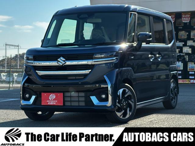 スペーシアカスタム ハイブリッドＸＳターボ　届出済未使用車　スズキセーフティサポート　パドルシフト　スリムサーキュレーター　両側パワースライドドア　ステアリングヒーター　運転席・助手席シートヒーター　本革巻ステアリングホイール　１５インチアルミ（2枚目）