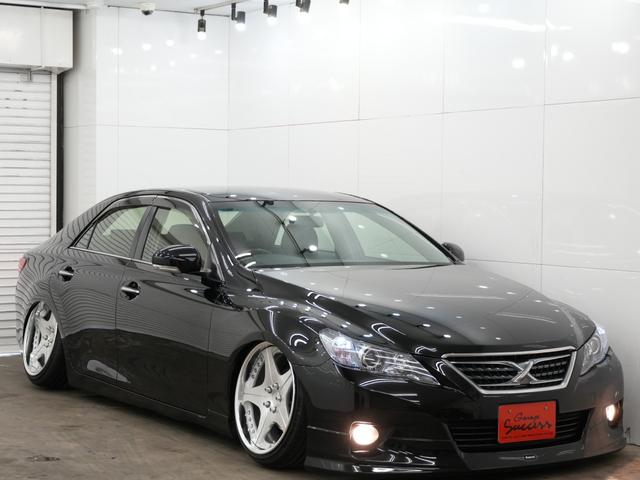 マークＸ ２５０Ｇ　リラックスセレクション・ブラックリミテッド　フロントモデリスタエアロ／車高調／ＴＥＩＮ　フルタップ式／レオンハルトオルデンＣＶ　１９インチＡＷ／社外アーム／キャンバー／ＥＴＣ／パワーシート／バックカメラ／ローダウン／黒内装／木目コンビハンドル（46枚目）