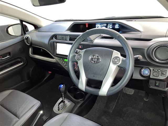 アクア Gブラックソフトレザーセレクション セキュリティー TVナビ Sキー Wエアバッグ ESC DVD再生可能 キーレス バックカメラ ABS ETC メモリーナビ パワーステアリング エアバック PW オ-トエアコン 地上デジタル(10枚目)