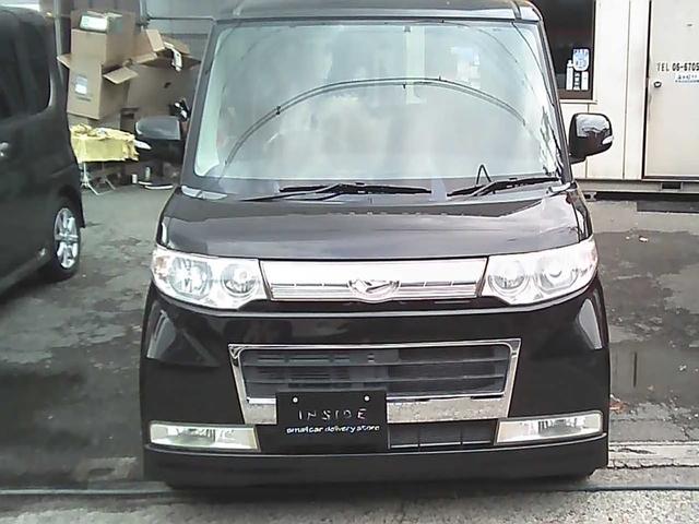 タント カスタムX 社外ナビゲーション フルセグTV ETC スマートキー 純正14インチアルミホイール HIDヘッドライト ウインカーミラー 電動格納ミラー 片側スライドドア ドアバイザー リアスポイラー ABS(4枚目)