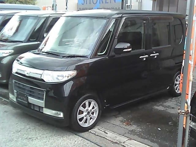 タント カスタムX 社外ナビゲーション フルセグTV ETC スマートキー 純正14インチアルミホイール HIDヘッドライト ウインカーミラー 電動格納ミラー 片側スライドドア ドアバイザー リアスポイラー ABS(6枚目)