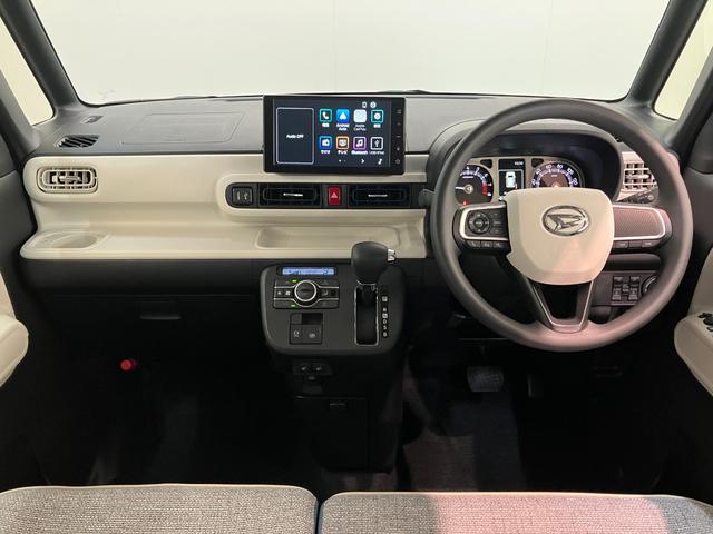 ムーヴキャンバス ストライプスG 9型ディスプレイオーディオ 届出済未使用車 衝突被害軽減ブレーキ コーナーセンサー フルセグ Bluetooth USB パノラマカメラ 両側電動スライドドア 前席シートヒーター 電動パーキングブレーキ LED 駐車支援システム(2枚目)