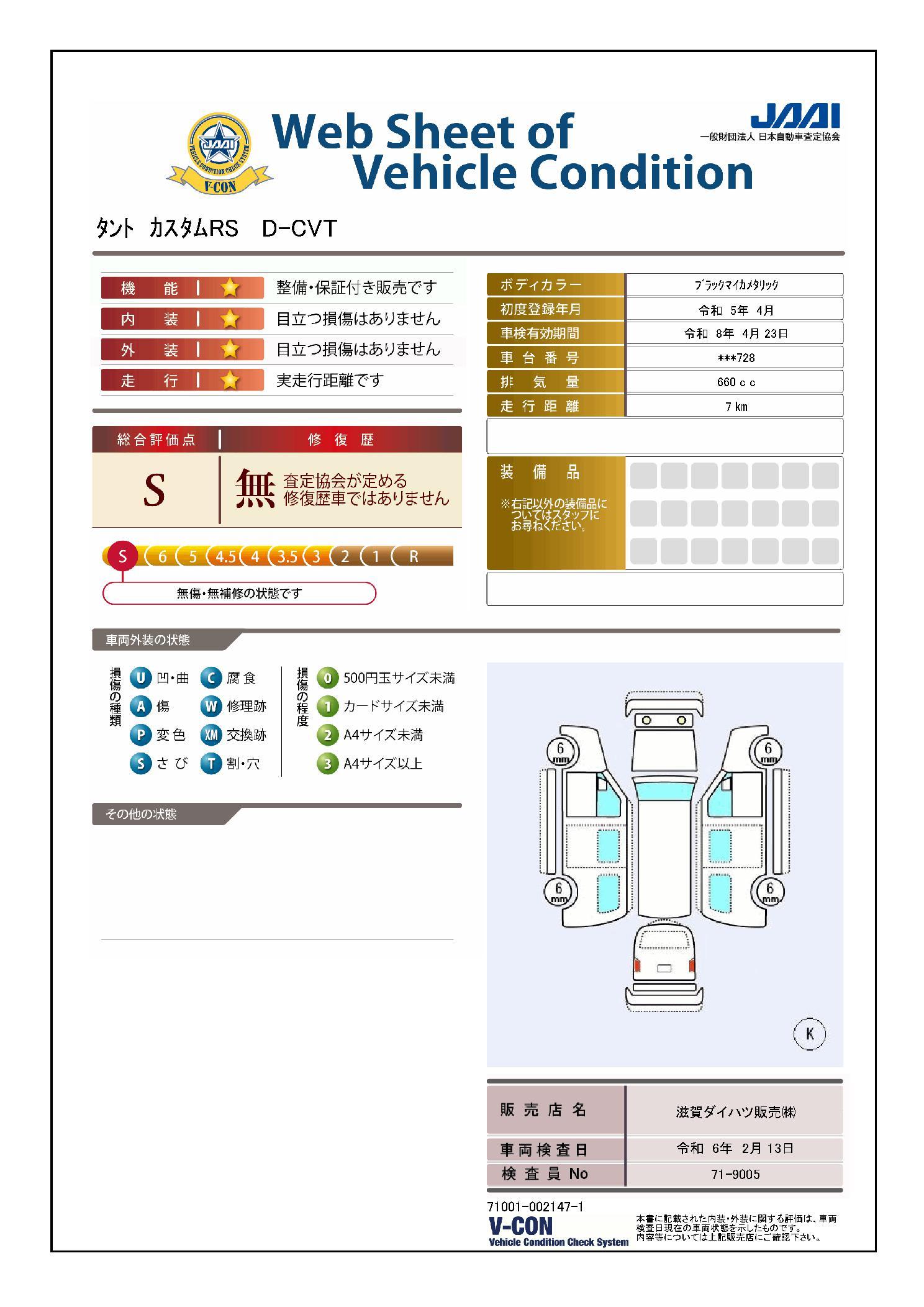 車両状態評価書