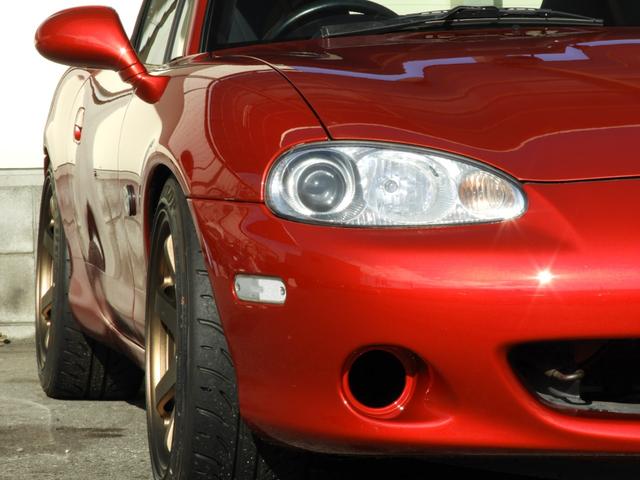 ロードスター ＲＳ　後期型ＲＳ　６速ＭＴ　レイズＴＥ３７　マキシムＥＸマニ　テイン車高調　クロス生地ソフトトップ　ソウルレッド全塗装（13枚目）