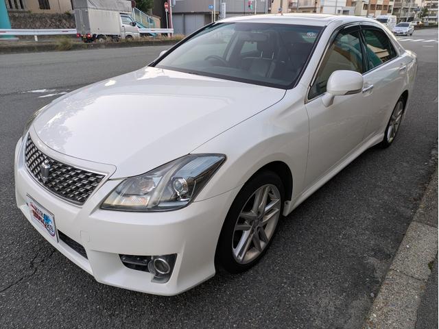 クラウン アスリート　ワンオーナー車　純正本革ブラックシート　サンルーフ　シートヒーター　シートエアコン　バックカメラ　電動パワーシート　タイヤ（ＲＥＧＮＯ　ＧＲ－ＸＩＩ　１８インチ）スペアキー　ＥＴＣ　ショック新品交換（3枚目）