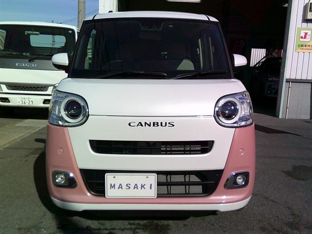 ムーヴキャンバス ストライプスＧ　スマートアシスト　純正ナビ　ＴＶ／ＣＤ／ＤＶＤ　ＵＳＢ／ブルートゥース　パノラミックビューモニター　ドライブレコーダー　シートヒーター　スマートキー　ＬＥＤライト　オートライト　新車保証継承（3枚目）