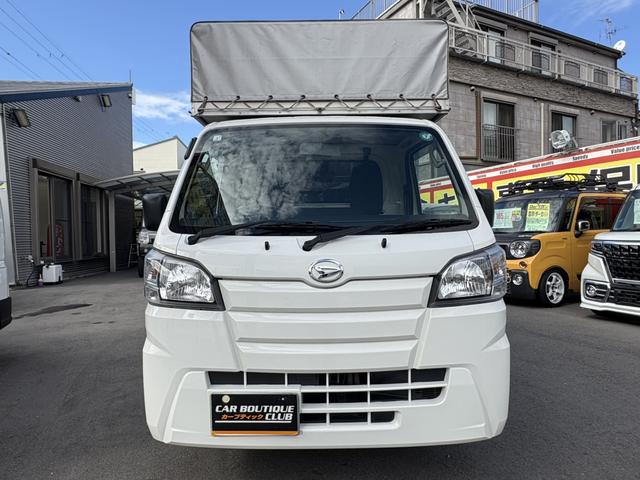 ハイゼットトラック スタンダード　宮崎ボディー製アルミパネル幌　キャビン上部積込スペース　カマチ脱着可　鍵付き観音扉　キーレス　ＷＳＲＳエアバック　５ＭＴ　ドアバイザー　エアコン　タイミングチェーン式エンジン（9枚目）