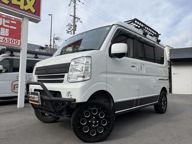 エブリイワゴン ＰＺターボ　ｐｌｕｓｌｉｎｅ仕様　フロントバンパー・リアバンパー・リフトアップ・ＨＩＧＨＳＴＹＬＥマフラー・テールランプ・　ＬＥＤナンバー移動キット・牽引フック　フロントガードバー　ルーフラック　フルセグナビ（2枚目）