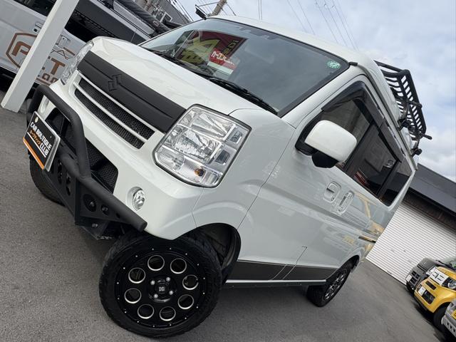 エブリイワゴン ＰＺターボ　ｐｌｕｓｌｉｎｅ仕様　フロントバンパー・リアバンパー・リフトアップ・ＨＩＧＨＳＴＹＬＥマフラー・テールランプ・　ＬＥＤナンバー移動キット・牽引フック　フロントガードバー　ルーフラック　フルセグナビ（8枚目）