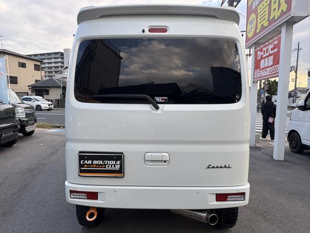 エブリイワゴン ＰＺターボ　ｐｌｕｓｌｉｎｅ仕様　フロントバンパー・リアバンパー・リフトアップ・ＨＩＧＨＳＴＹＬＥマフラー・テールランプ・　ＬＥＤナンバー移動キット・牽引フック　フロントガードバー　ルーフラック　フルセグナビ（13枚目）