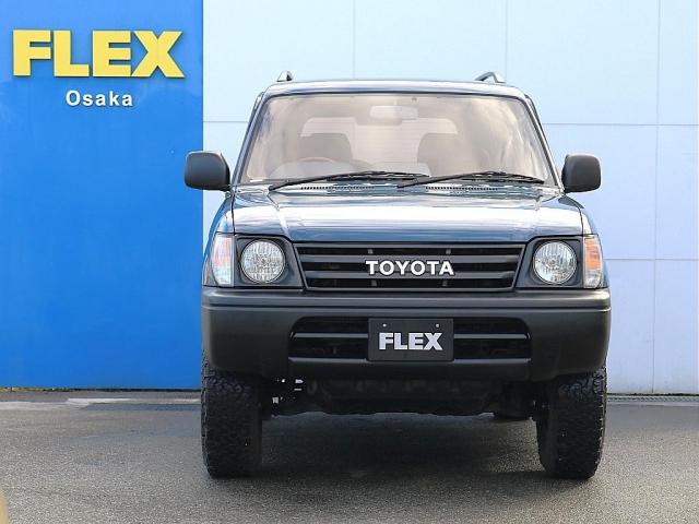 ランドクルーザープラド ＴＸ　前期型　アルルブルー全塗装済　丸目・ナロー換装　ＴＯＹＯＴＡグリル　ＢＦグッドリッチＡＴタイヤ　ＤＥＡＮクロスカントリー　パイオニア製フルセグナビ　バックカメラ　サンルーフ　ウッドコンビステアリング（9枚目）