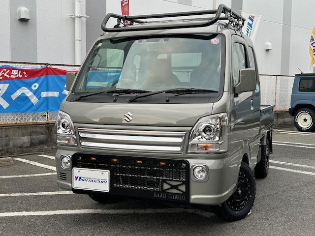 スーパーキャリイ 　ハードカーゴ製ＬＥＤスキッドグリル　ルーフラック　マッドフラップ　フューエルフラップ　ゲートプラス　ＸＴＲＥＭＥＪ１２インチアルミホイール　ＧＥＯＬＡＮＤＡＲ　１４５／８０Ｒ１２オフロードタイヤ（8枚目）
