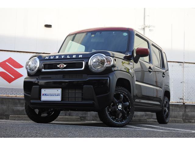 ハスラー ハイブリッドＧ　三木スズキオリジナルレッドツートン　１インチリフトアップ　ＭＫ５６アルミ　オープンカントリー１６５／６０Ｒ１５　２本出しマフラー　復刻版エンブレム　フロントバンパー／ロアガーニッシュブラック塗装（2枚目）