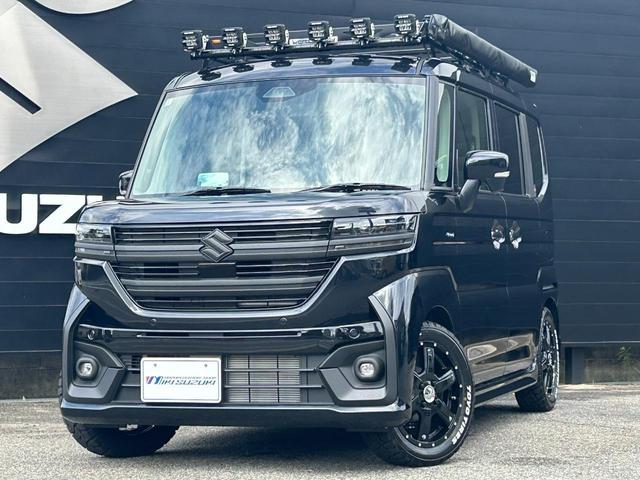 スペーシアカスタム ハイブリッドＸＳ　全方位カメラ付き９インチメモリーナビ車　ＢＫスタイルコンプリートカー　メッキ部一式ラプター塗装　ＴＯＹＯタイヤ　ＭＫ５６ブラック　１５インチホイール　ルーフラック　ＩＰＦワークランプ　サイドオーニング（9枚目）