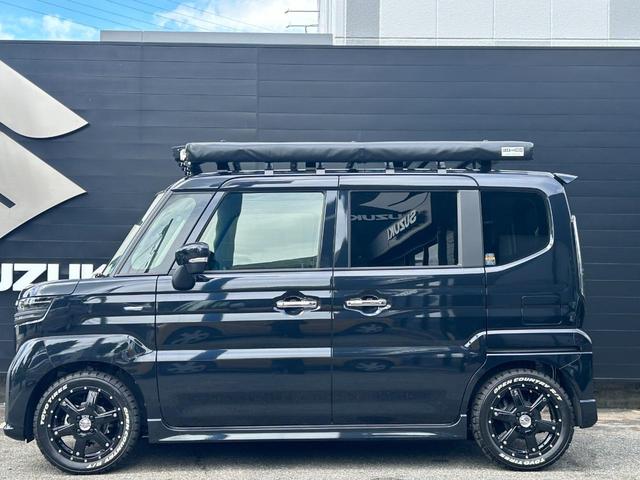 スペーシアカスタム ハイブリッドＸＳ　全方位カメラ付き９インチメモリーナビ車　ＢＫスタイルコンプリートカー　メッキ部一式ラプター塗装　ＴＯＹＯタイヤ　ＭＫ５６ブラック　１５インチホイール　ルーフラック　ＩＰＦワークランプ　サイドオーニング（18枚目）