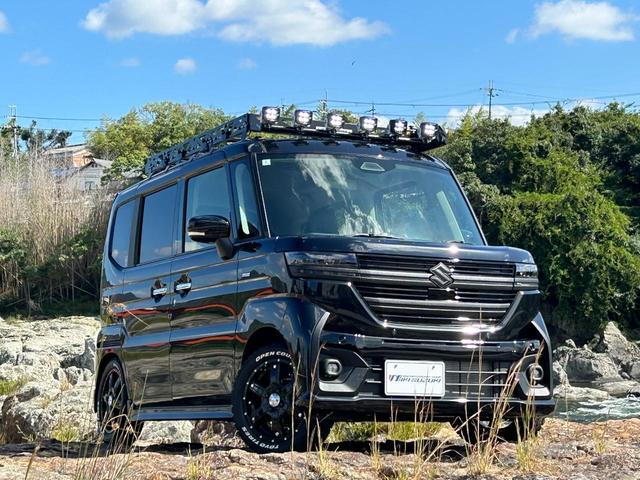 スペーシアカスタム ハイブリッドＸＳ　全方位カメラ付き９インチメモリーナビ車　ＢＫスタイルコンプリートカー　メッキ部一式ラプター塗装　ＴＯＹＯタイヤ　ＭＫ５６ブラック　１５インチホイール　ルーフラック　ＩＰＦワークランプ　サイドオーニング（60枚目）