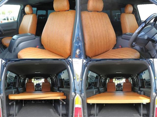 ハイエースバン スーパーGL ダークプライムII RENOCA角目 フェイスチェンジ 前後メッキラッピング アルルブルーオールペイント ディーン クロスカントリー 16インチアルミ ナスカーホワイトレタータイヤ クラシック LEDテールランプ ETC(3枚目)